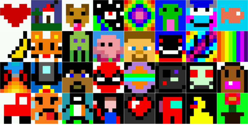 Pixel art coded by young people in Astro Pi Mission Zero.